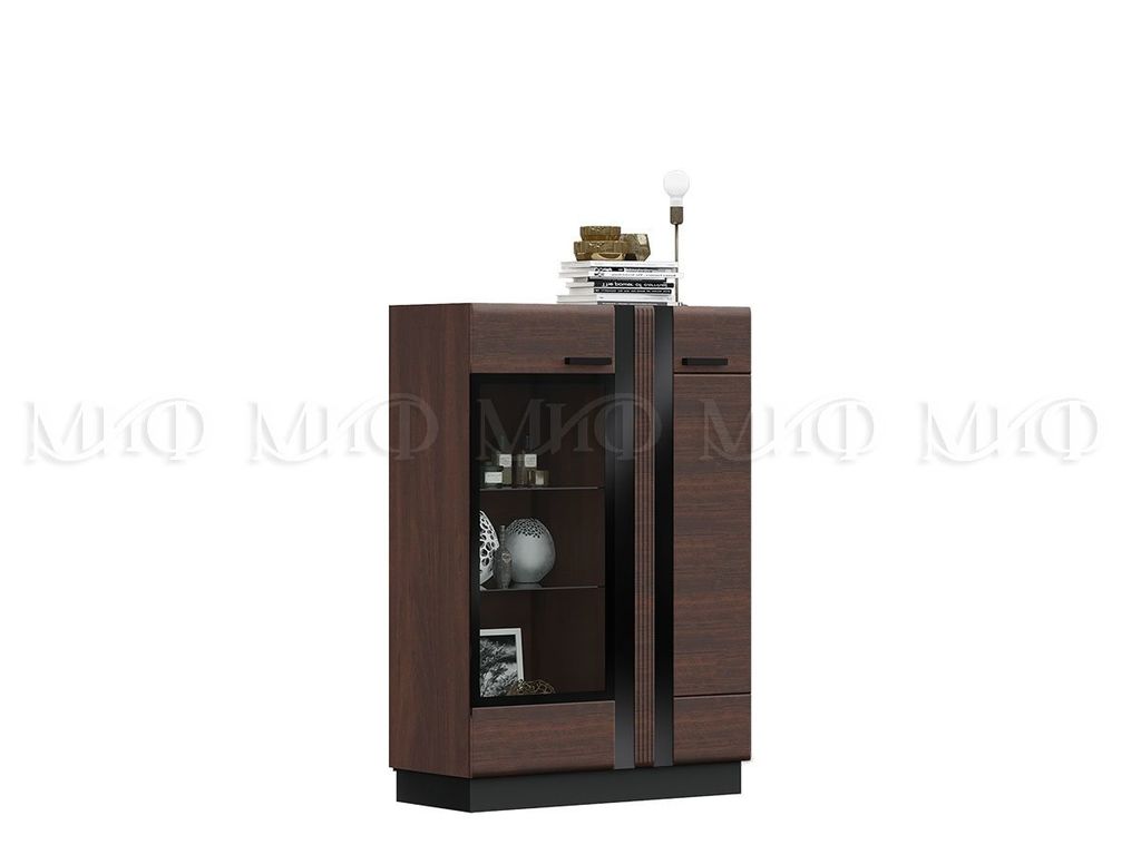 Шкаф со стеклом низкий "Магнолия" МДФ 1,0м